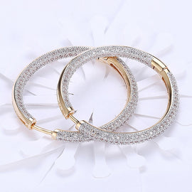 925 Silver 34mm 18K Gold Circle Hoop Earrings