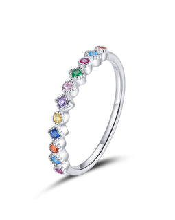 925 Sterling Silver Multicolor Zircon Finger Ring