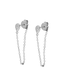 Women Butterfly Zircon Piercing Tassel Chain Dangle Earrings