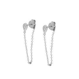 Women Butterfly Zircon Piercing Tassel Chain Dangle Earrings