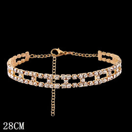 Women Luxury Rhinestone Link Ankle Bracelet
