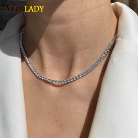 Women HipHop Iced Out Bling Cubic Zircon Choker Jewelry