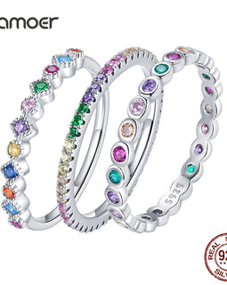 925 Sterling Silver Multicolor Zircon Finger Ring