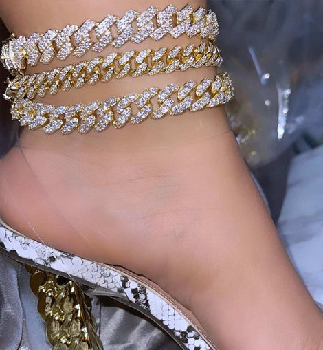 Women Luxury Rhinestone Link Ankle Bracelet