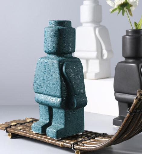 Nordic style ceramic robot vase